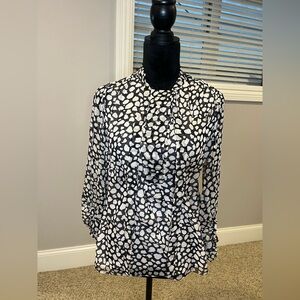 Diane Von Furstenberg Black and White Silk Blouse- size 4